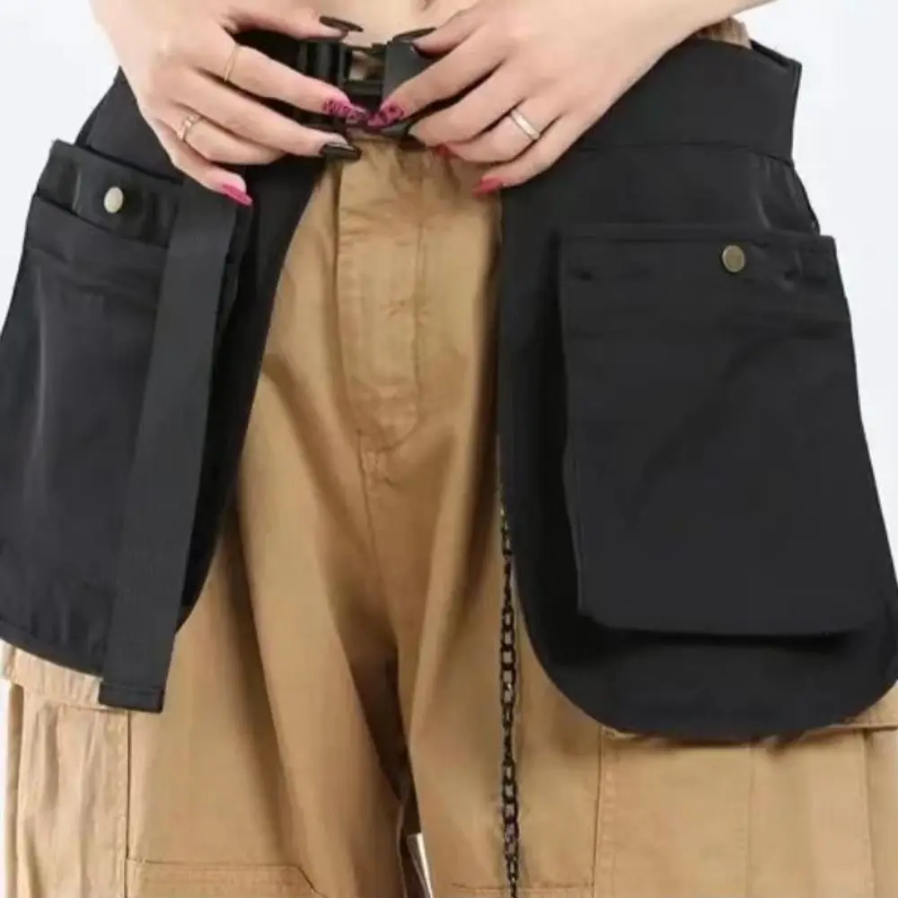 Durable Multi-functional Waist Pack Multi-pocket Black Apron Belt Bag Adjustable Portable Fanny Pack Outdoor Sports