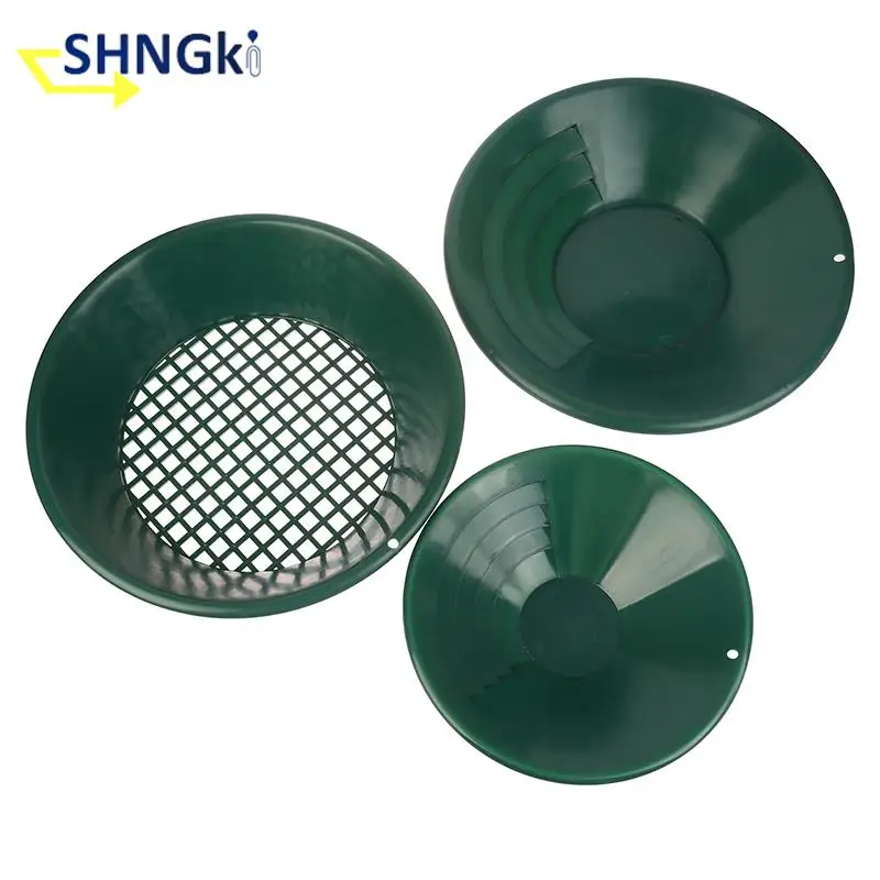 10/14/15 inch Washing Gold Panning Machine Screen Mining Screen Metal Detection Tools Sieve Gold Pan Green Plastic Bowl