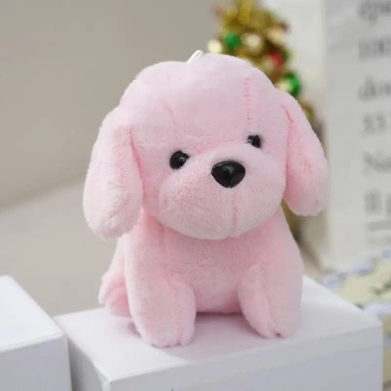 

About 12cm Kawaii Cartoon Sitting Puppy Plush Pendant Lovely Stuffed Dog Doll Keychain Dog Plush Toy Bag Charm Kid Gifts