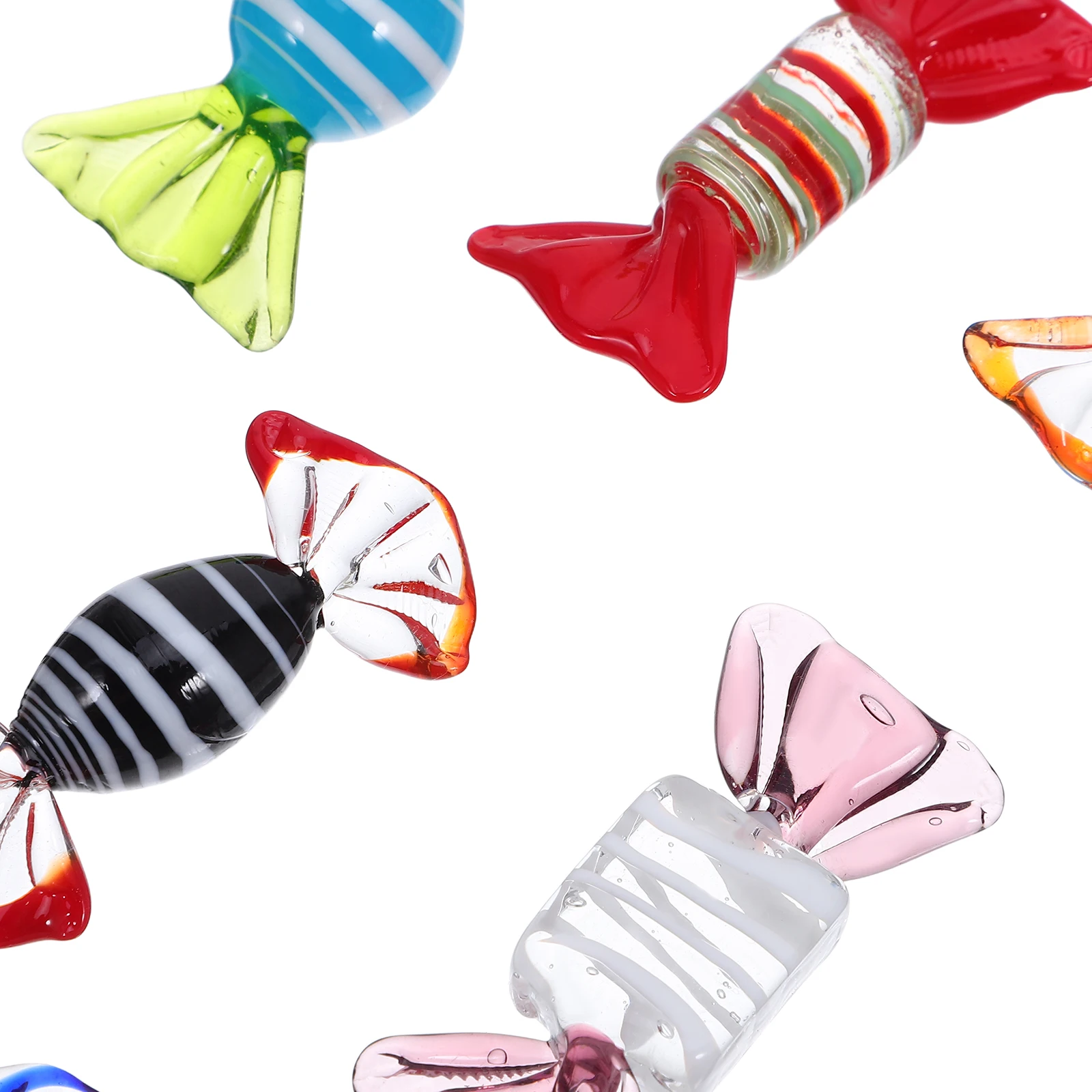 

6pcs Murano Style Glass Sweets Vintage Glass Candy Ornaments Various Sweets Candy Ornament Set For Home Wedding Christmas Party