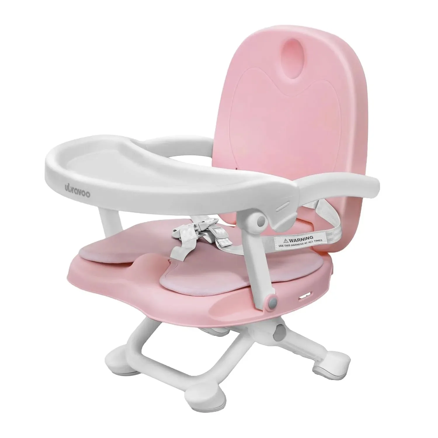 Image of Multifunktionaler 3-in-1 Baby-Sitzerhöher, Tragbarer Kleinkind-Essensstuhl mit Abnehmbarem Tablett und Komfortkissen, 4 Verstellbare Höhen, Platzsparender Praktischer Fütterungsstuhl für Tägliche