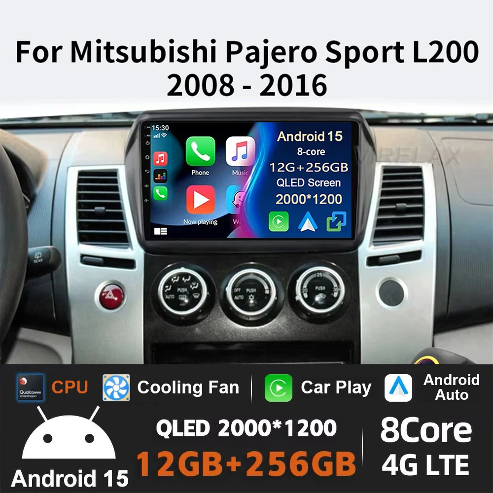 

Android 15 Carplay Car Radio For Mitsubishi Pajero Sport 2 L200 Triton 2008 - 2016 Multimedia Video Player Navigation GPS Stereo