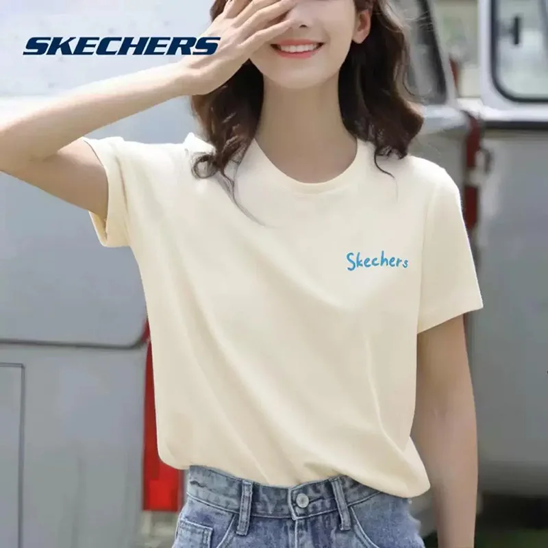 

Skechers Authentic Short-Sleeved T-Shirt - Summer Women's Printed T-Shirt - Breathable Half-Sleeve Top P225W303-00NA