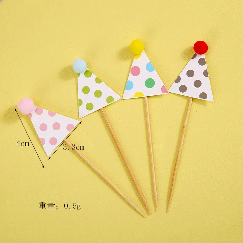 One Set Mini Birthday Hat Cupcake Topper Baby Shower Happy Birthday Cake Topper Personalized Girl Kids Cake Decorating Supplies