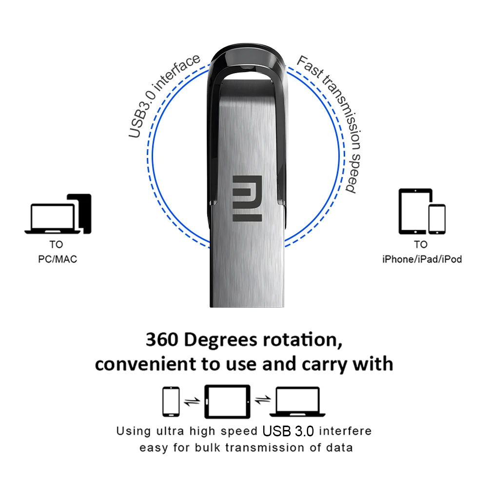 Xiaomi USB 3.2 clé USB 2 To 1 To clé USB 512 Go 64 Go clé USB haute vitesse métal étanche clé USB clé USB TYPE-C