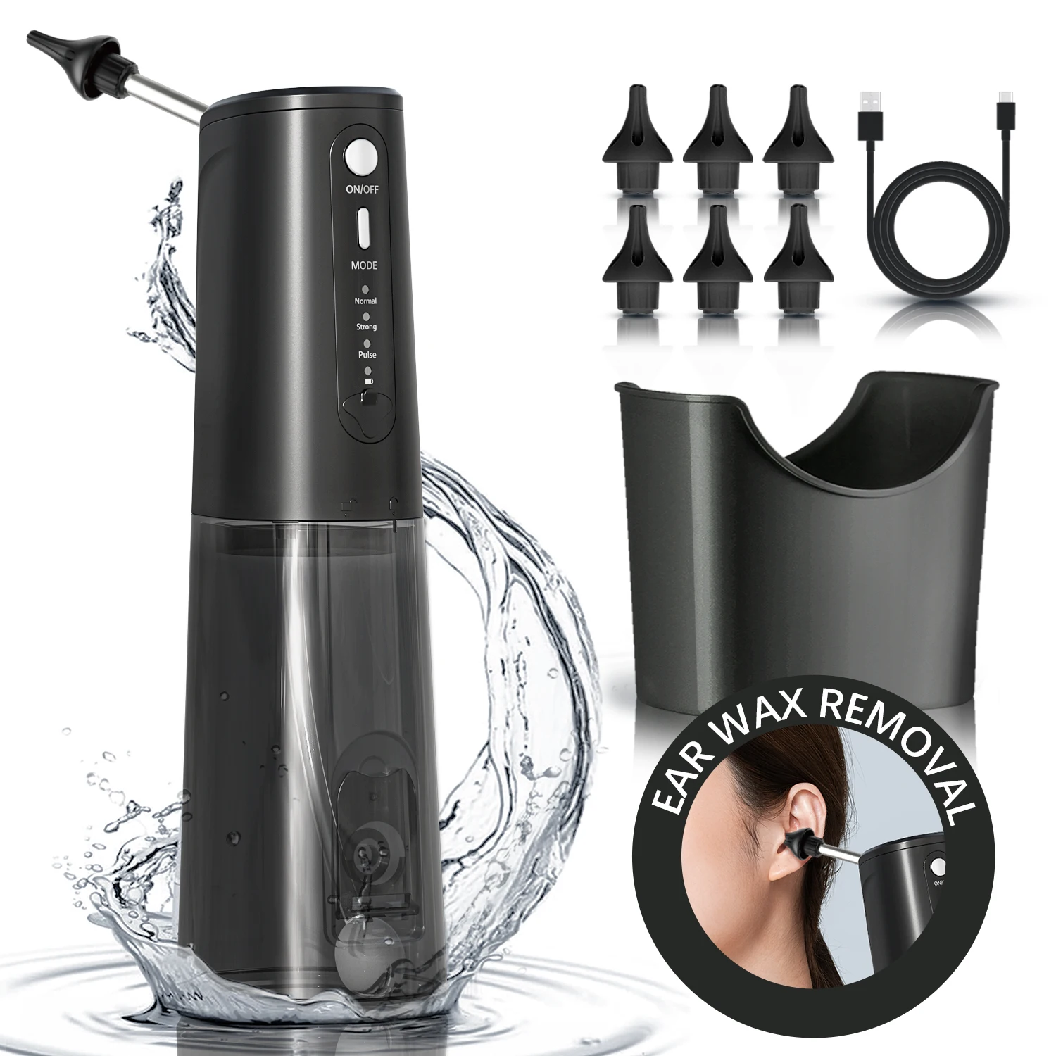 Upgraded Ear Wax Removal with 280ml Water Tank, Safe Cleaner with Water Temperature Sensor, Effective Ear Irrigation Kit ，IPX7