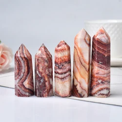 Natural Crystal Polished Pork Stone Point Healing Stone Hexagonal Prisms 50-80mm Obelisk Wand Treatment Stone DIY Gift