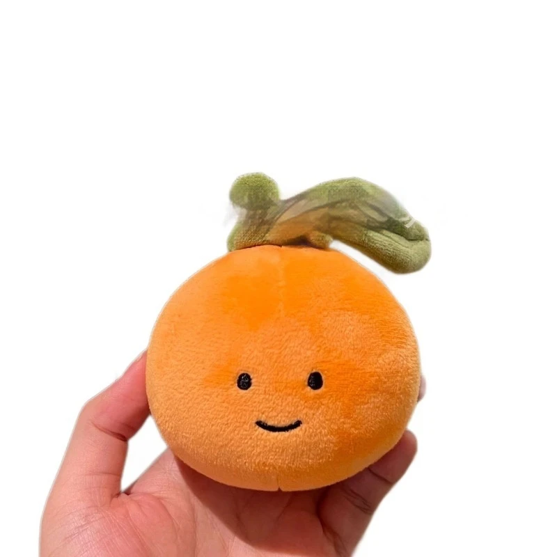 Divertido juguete de peluche de naranja cítrica, bonito personaje de fruta con mochila, llavero con Clip, muñeco de peluche suave, regalo para niños, estudiantes y niñas