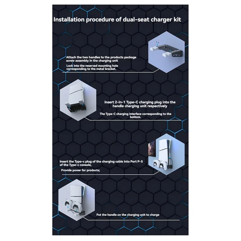 Para estación de carga de montaje en pared PS5 con soporte para auriculares soporte de cargador de pared para PS5 y PS5 Slim, disco y Digital-BTFL