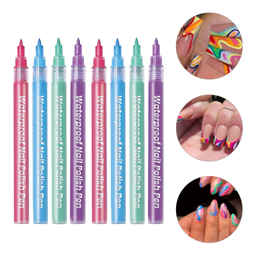 

8Pcs Nail Art Pens Set Lightweight DIY Nail Design Tools for Gel Polish Flower Drawing Fine Line Art Manicure Supplies Kit
