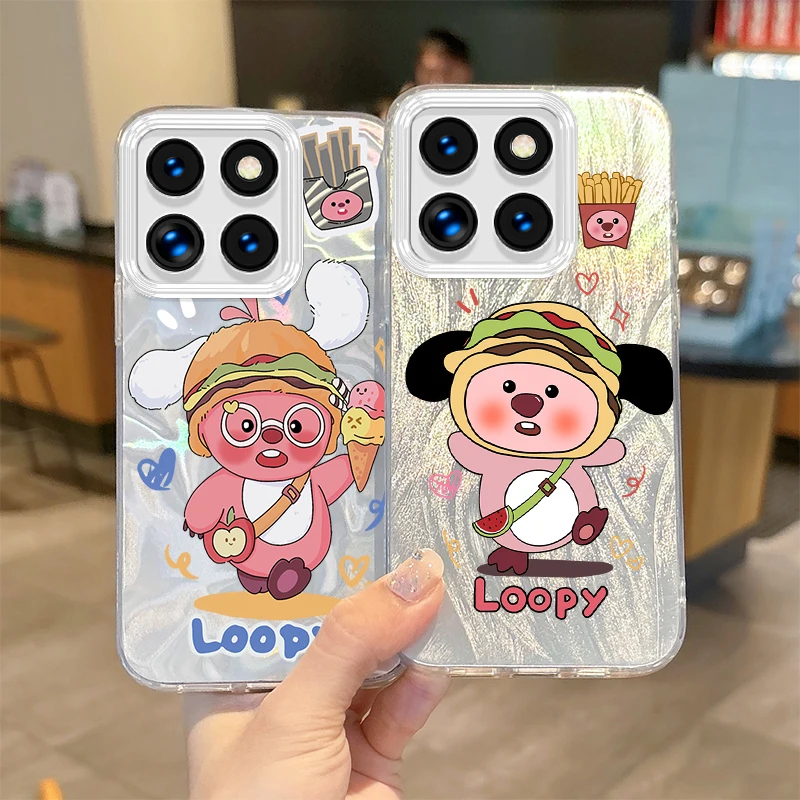 Cute Korea Cartoon L-Loopy Feather Yarn Phone Case for Xiaomi Poco X6 X3 F6 M6 M4 Pro C61 13T 11 Lite Hard Shockproof Matte Case