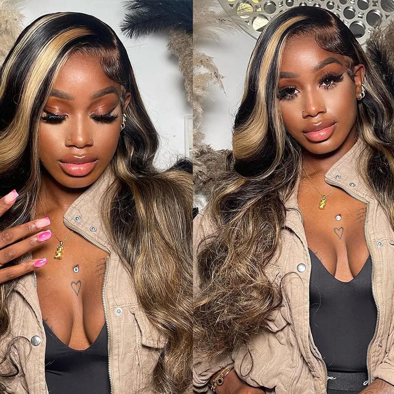 

13X4 Body Wave Lace Front Wig 1B/27 Colored Human Hair Wigs Honey Blonde Wavy Wigs Pre Plucked With Baby Hair For Women