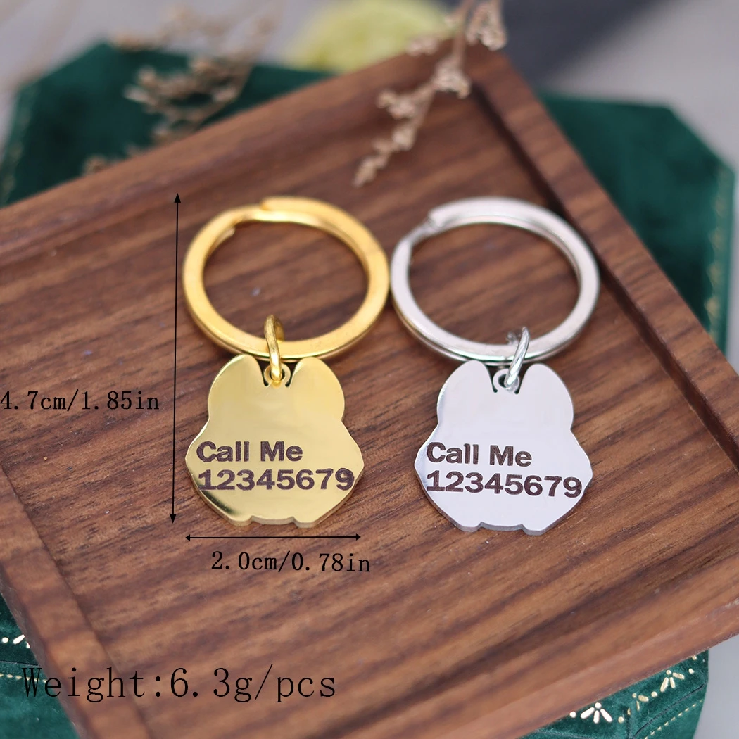 Custom ID Phone Tag Siberian Husky Dog Face Pendant Key Chain for Men and Women Jewelry Stainless Steel Cute Key Chain Gift