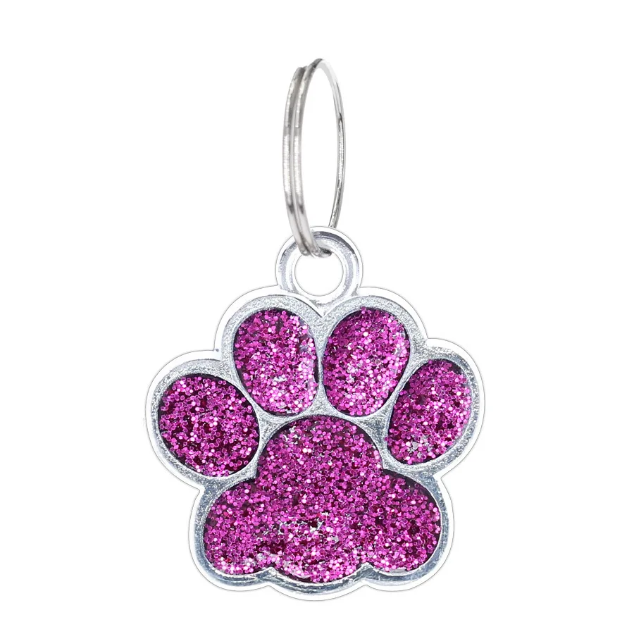 Dog Cat Paw Charm For Jewelry Making Glitter Pendant Hang Charm With Keyring Keychain Pet Collar Accessories Paw Glitter Pendant