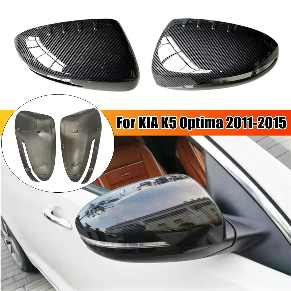 

For KIA K5 Optima 2011-2015 ABS Carbon Fiber Black Buckle Style Car Exterior Body Side Door Rearview Mirror Cover Cap Shell Trim