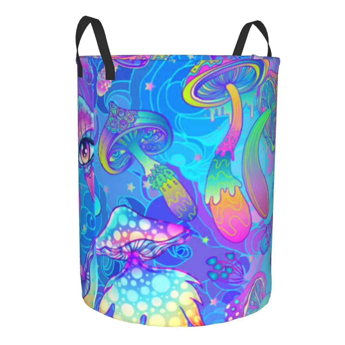 Laundry Basket Magic Mushrooms Psychedelic Dirty Clothes Storage Bucket Wardrobe Clothing Organizer Hamper