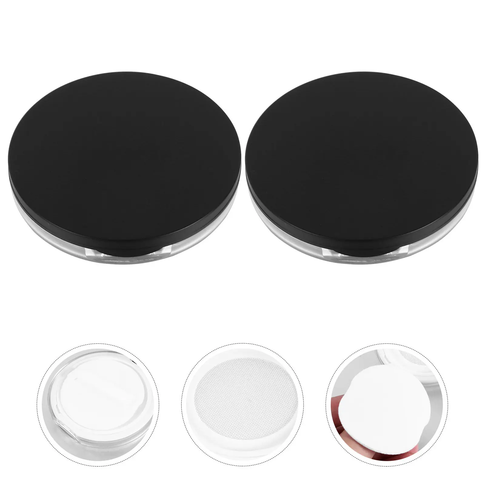 2 Peças Estojo Vazio para Pó Solto, Blush e Glitter, para Armazenamento de Base, Ideal para Viagem, Leve e Compacto