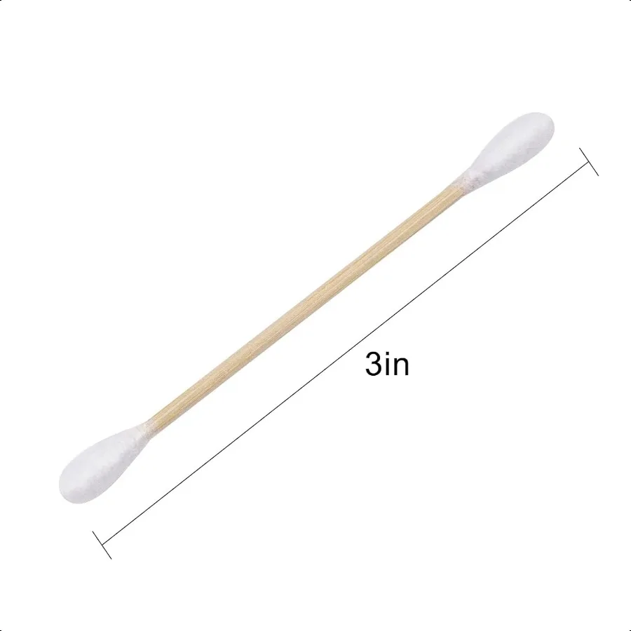 Organic Cotton Swabs with Wooden Sticks 200 Pcs of Pack qtips Cotton Swabs Pure Natural Bamboo Biodegradable Double Round Tippe