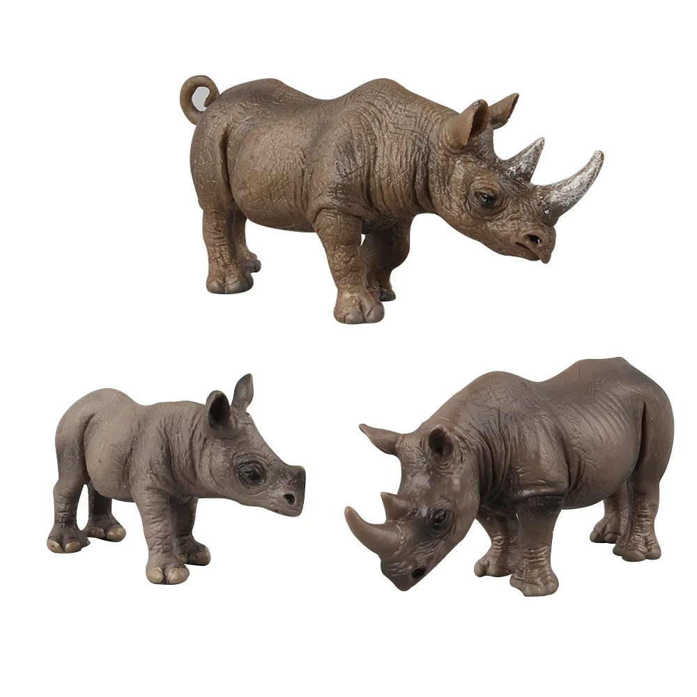 Export Best Selling Realistic Solid Animal Model Rhinoceros African Miniature Rhino Complete Static Display Toy Collection