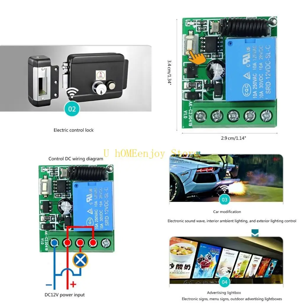 B0KF 12V RF 433Mhz 315mhz Wireless Remote Control Switches High Current RF Receiver For Security System Door LED Lights