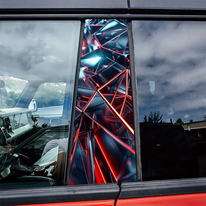 

2 pieces of automotive B-pillar stickers Geometric Ridges Protective film, PVC material film