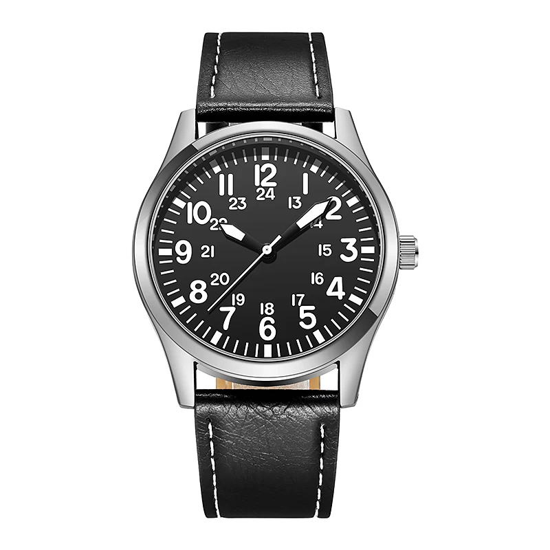 Men's Fashion Business Leather Strap Quartz Watch Waterproof Multi‑Function Luminous Wristwatch Male Student Daily Casual Dress
