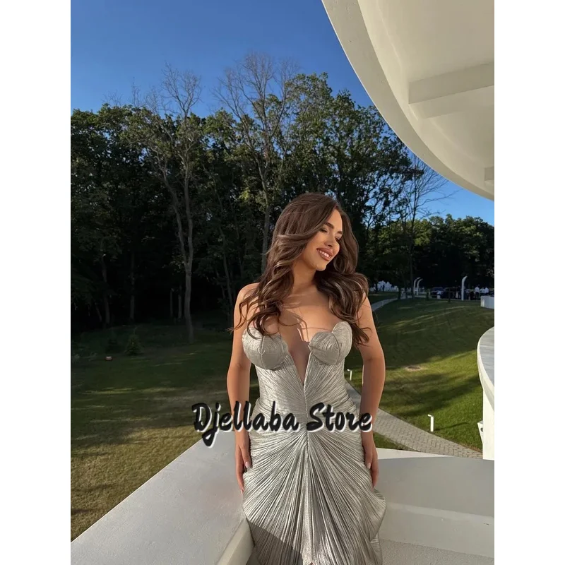فستان سهرة رمادي أنيق على شكل قلب حورية البحر سبليت مناسبة رسمية فساتين نسائية مثيرة للحفلات الراقصة حسب الطلب