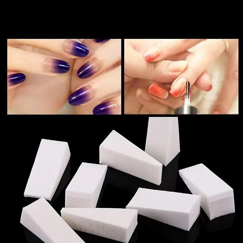 Esponja suave triangular blanca para uñas, pincel con efecto degradado, herramienta de teñido de Halo de Gel, pincel para manicura y maquillaje,