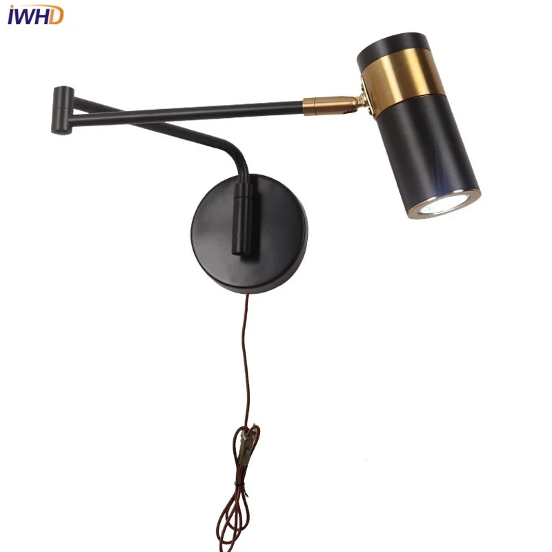 

IWHD Rotatable LED Wall Lights Sconce Porch Study Restaurant Bedside Lamp Nordic Swing Arm Stair Light Fixture Lampe De Chevet