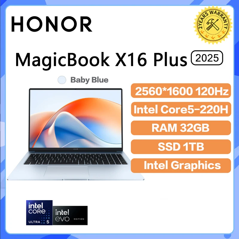 2025 Honor MagicBook X16 Plus Laptop Intel Graphics Core5-220H 16G