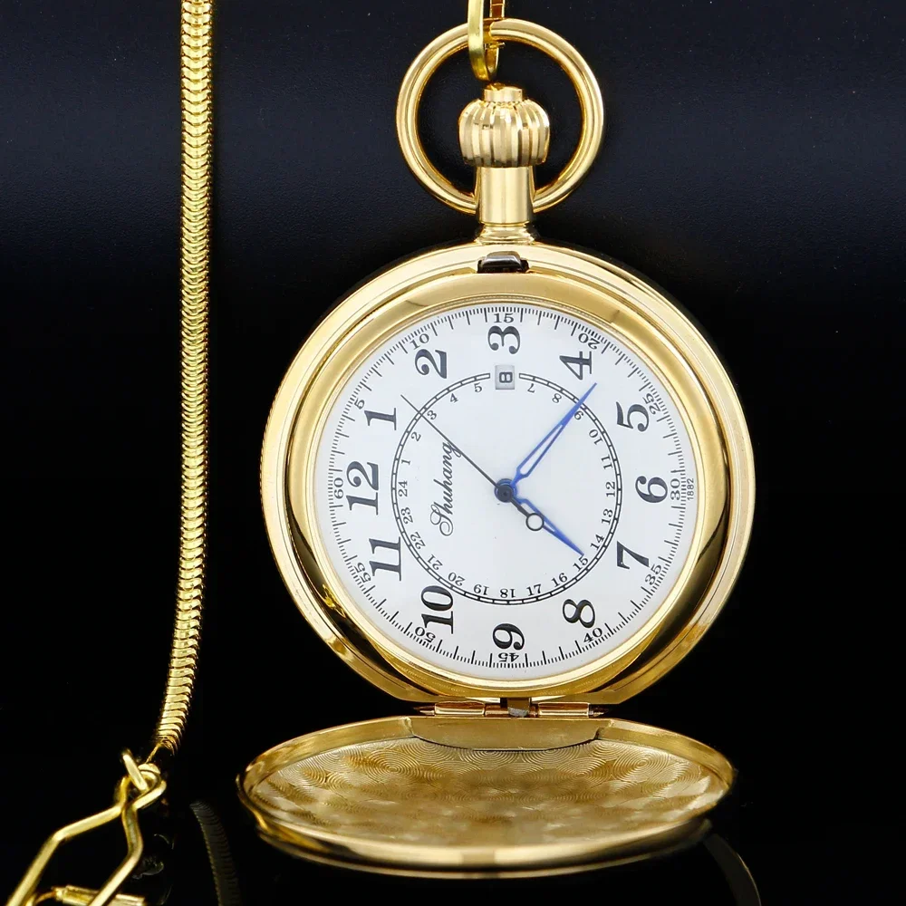 

Golden Automatic Mechanical Pocket Watch Fob For Nurse Luxury Fashion Trendy Stylish Shield Pendant Christmas Gift for Men Women