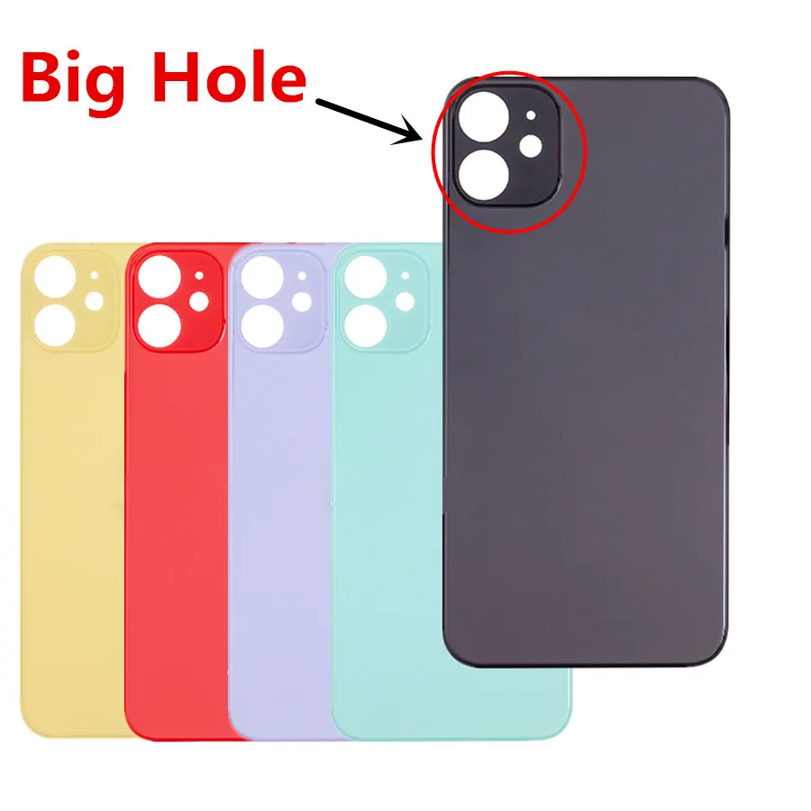 Big Hole Camera for iPhone 11 Back Rear Housing Back Glass Cover with CE Sticker Rear Panel Replacement for iPhone 11