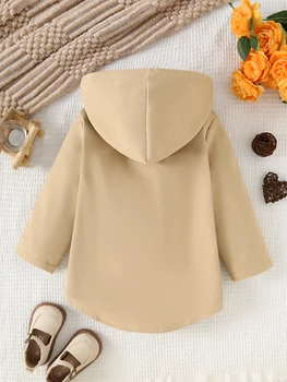 Girls Plush Hooded Jacket 2 Autumn And Winter New Girls' Long Sleeved Solid Color Plus Plush Thick Jacket Fashionable Casual Hooded Jacket 2