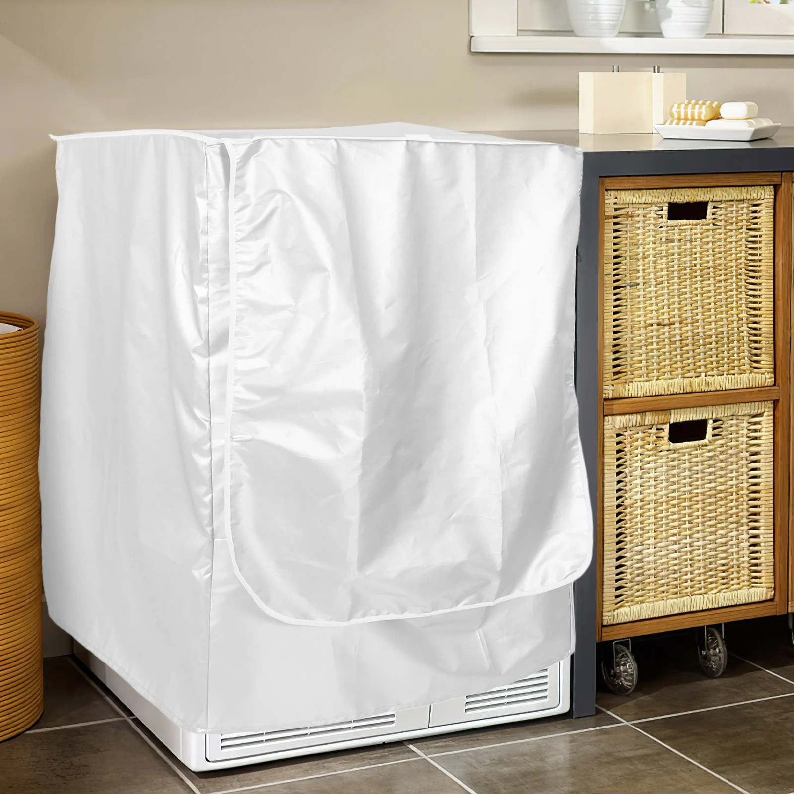 

Heavy Duty Polyester Washing Machine Cover Waterproof and Sunproof Universal Fit for Outdoor Indoor Use Machine Dustproof