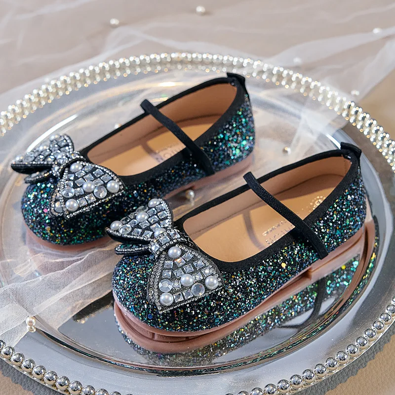 Loafers Child Soft Sole Dancing Party Princess Footwear Mermaid Purple Glitter Ballet Shoes Kids Girls