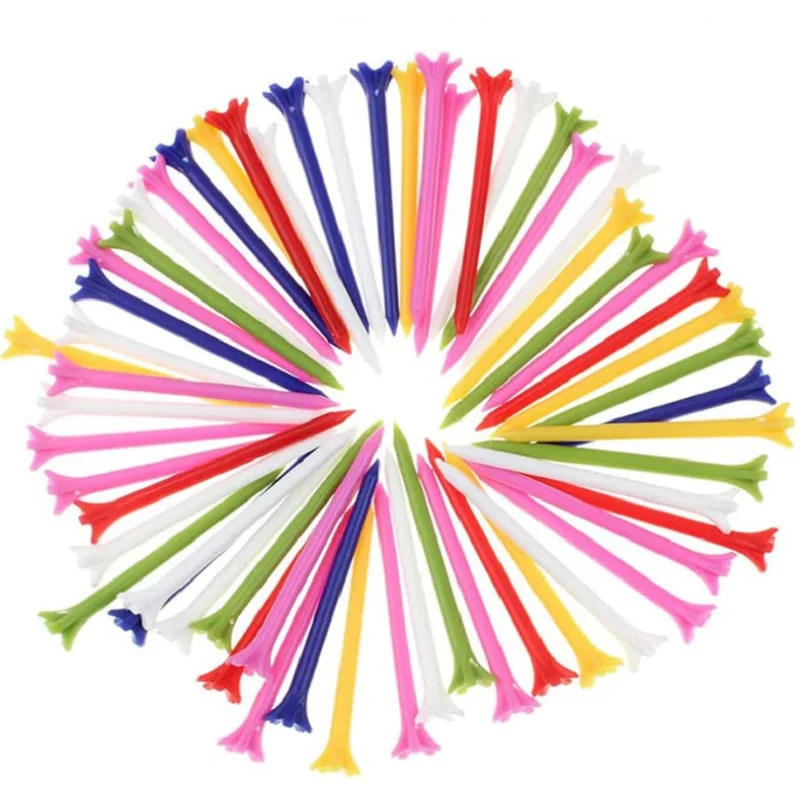 100 Pack Assorted Colors Professional Durable 2 3/4 Inch Plastic Golf Tees Bulk (Random Colors)