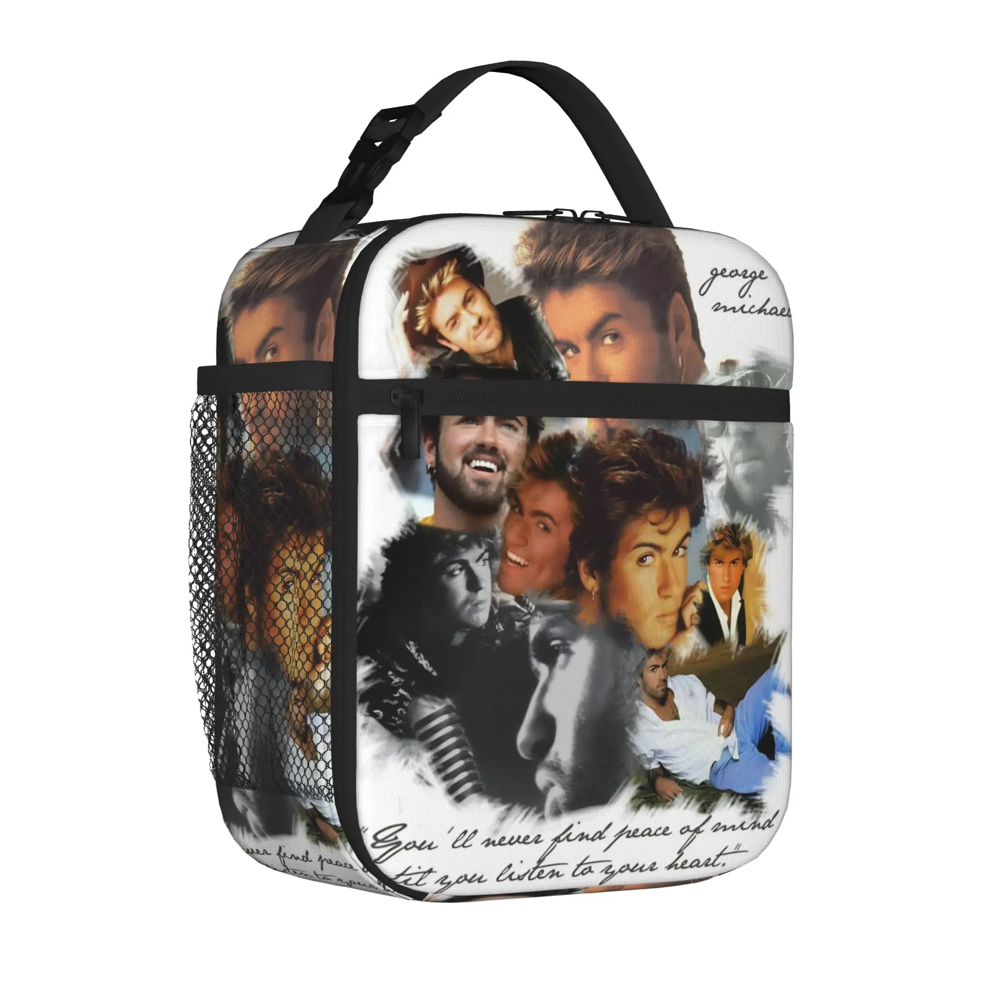 George Michael Singer Legend Insulated Lunch Tote Bag for Outdoor Music Album Portable Cooler Thermal Large Capacity Food Bag