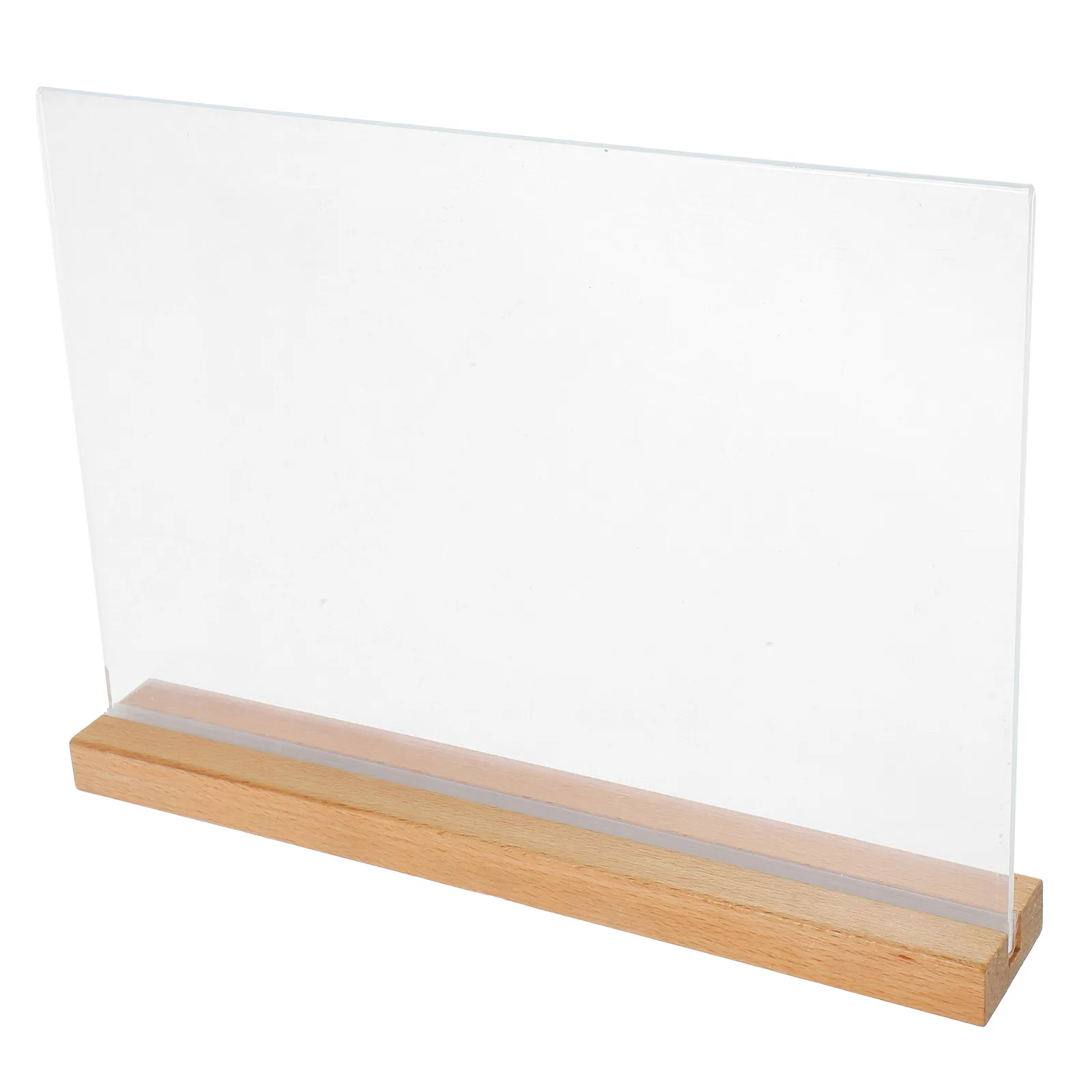 T Shape Table Sign Holder Clear ABS Wood Menu Display Stand Stable Transparent Paper Brochure Display for Restaurant Office
