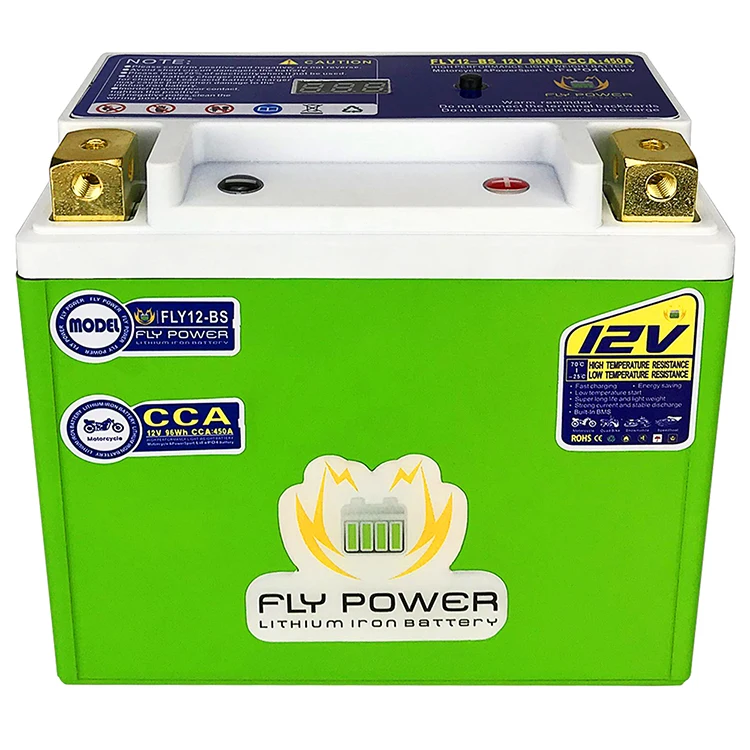 Factory 12-BS Lithium-Ion Motorcycle Battery 12V LiFePO4 Battery 450CCA 8AH 96Wh motorbike Starter with BMS Voltage Protection