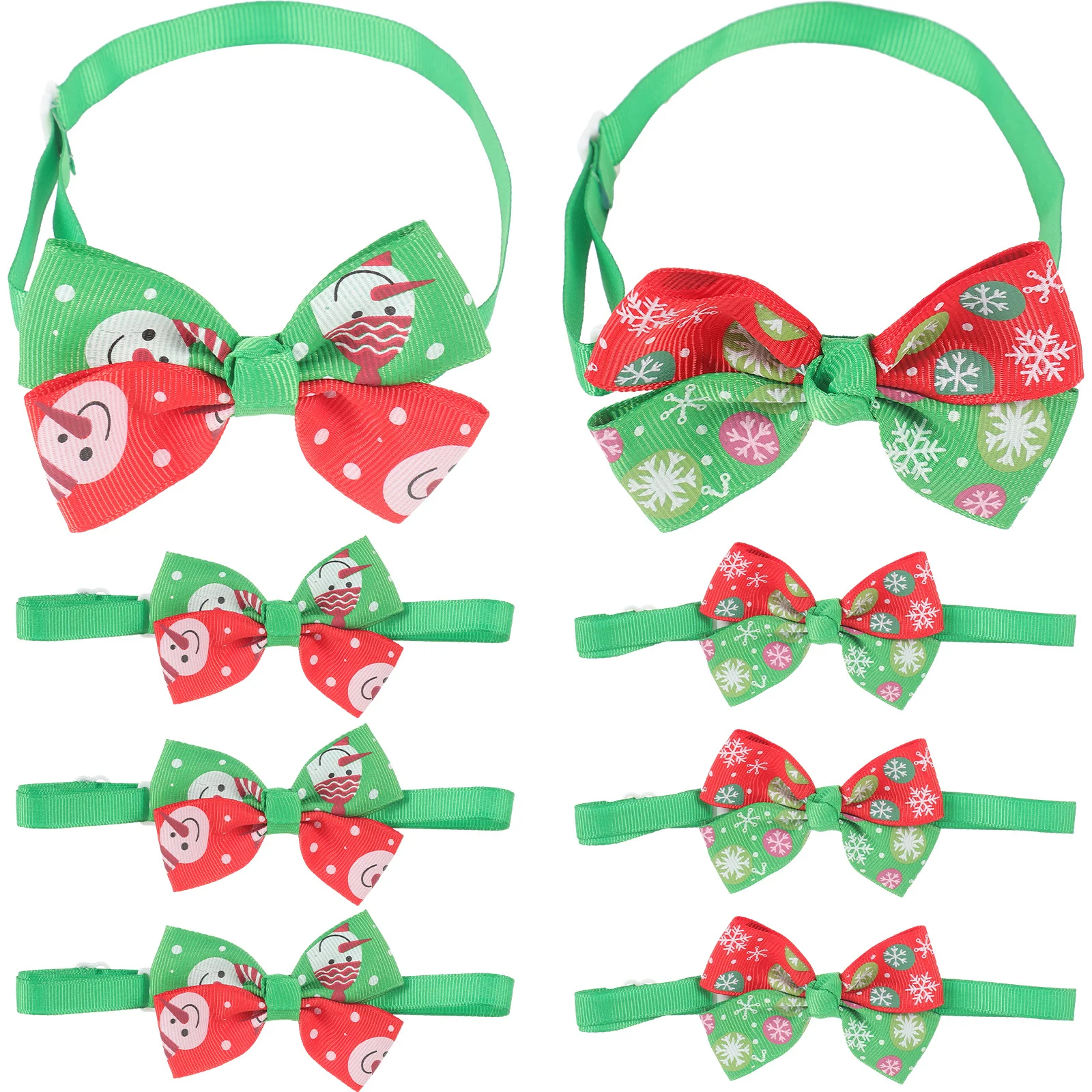 

8Pcs Pet Collar Christmas Theme Adjustable Cat Dog Collars Comfortable Fabric Party Costume Accessories Christmas Cat Collar