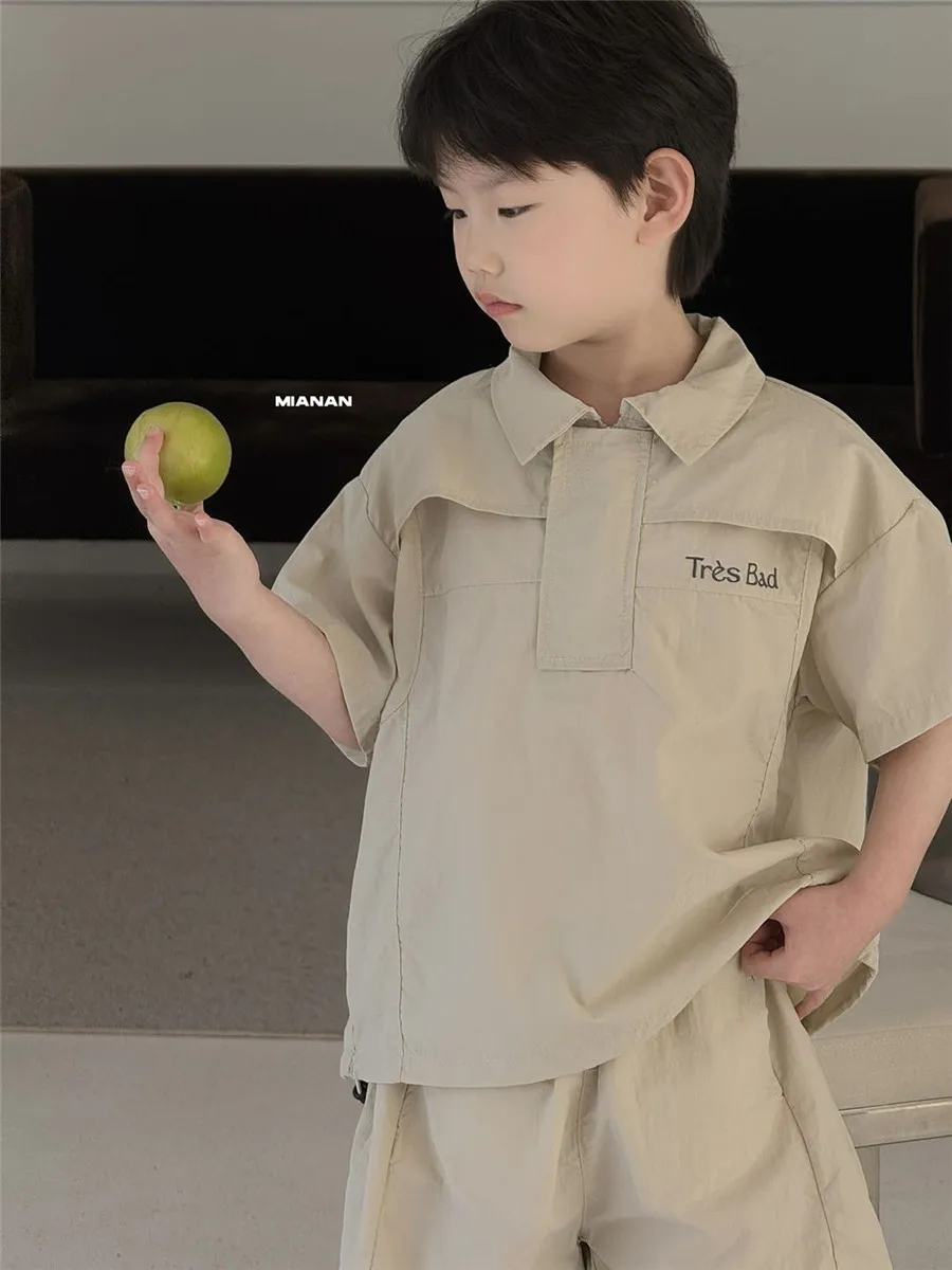 Children's Polo Shirt Boys' Baby Two Piece Set 2025 Summer New Korean Style Boys' Short Sleeved Shorts Set Trendy