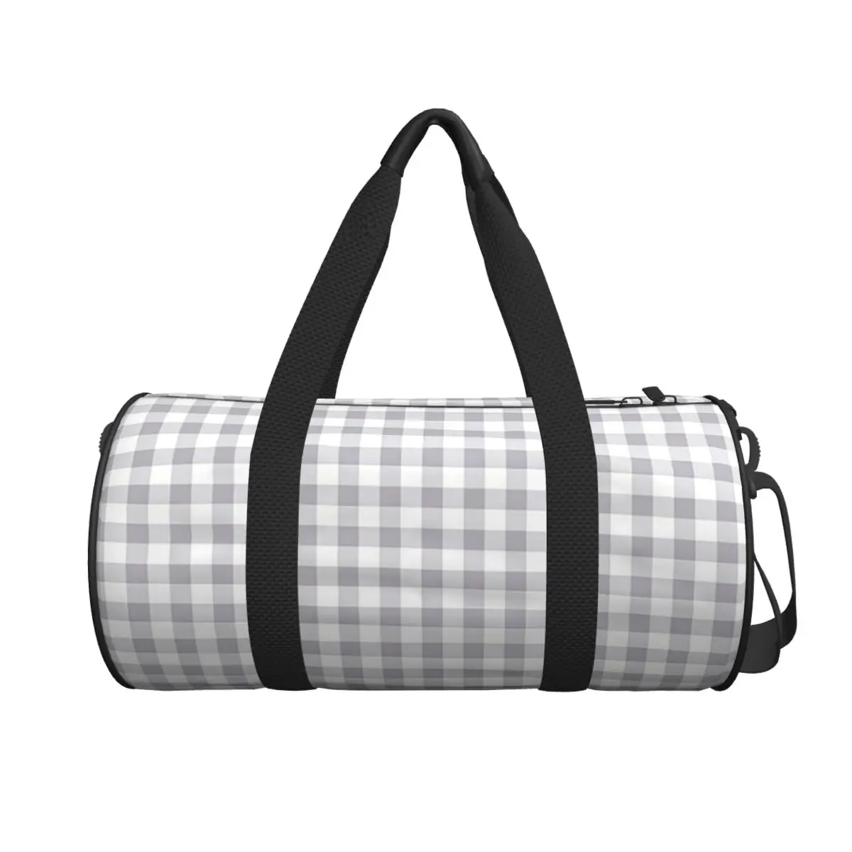 

Gray And White Gingham Large Duffle Gym Bag Waterproof Duffle Travel Bags Handbags Fitness bag