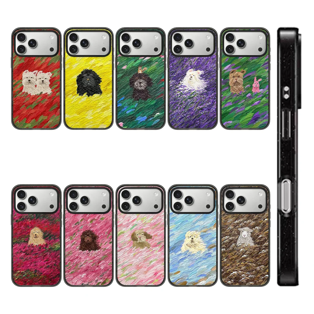 

Dog Grass Pattern Impact Acrylic Border Phone Cover for IPhone 14 15 16 17 Pro Max Case for IPhone 17Pro