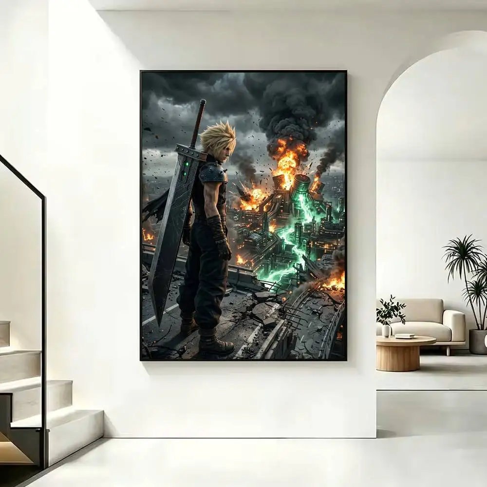 G-Game Final Fantasy VII Remake Poster High Quality Dorm Living Room Aesthetic Wall Decoration Painting Stickers Gift