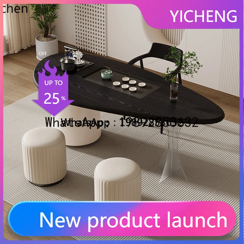 

W7- Balcony Tea Table and Chair Set for Home Use, Solid Wood with Integrated Small Kettle and Tea Brewing Table home decor