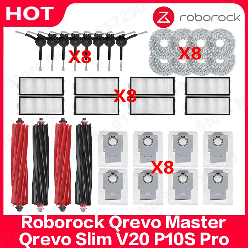 

Fit For Roborock Qrevo Master, Qrevo Slim, V20, P10S Pro Parts Main Roller Side Brush Filter Mop Cloth Bracket Dust Bag