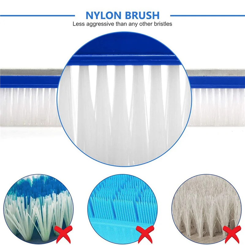 

6X Pool Brush, Swimming Pool Wall & Tile Brush 18 Inch Swimming Pool Cleaning Pole Brush Head Replacement Brush,Blue