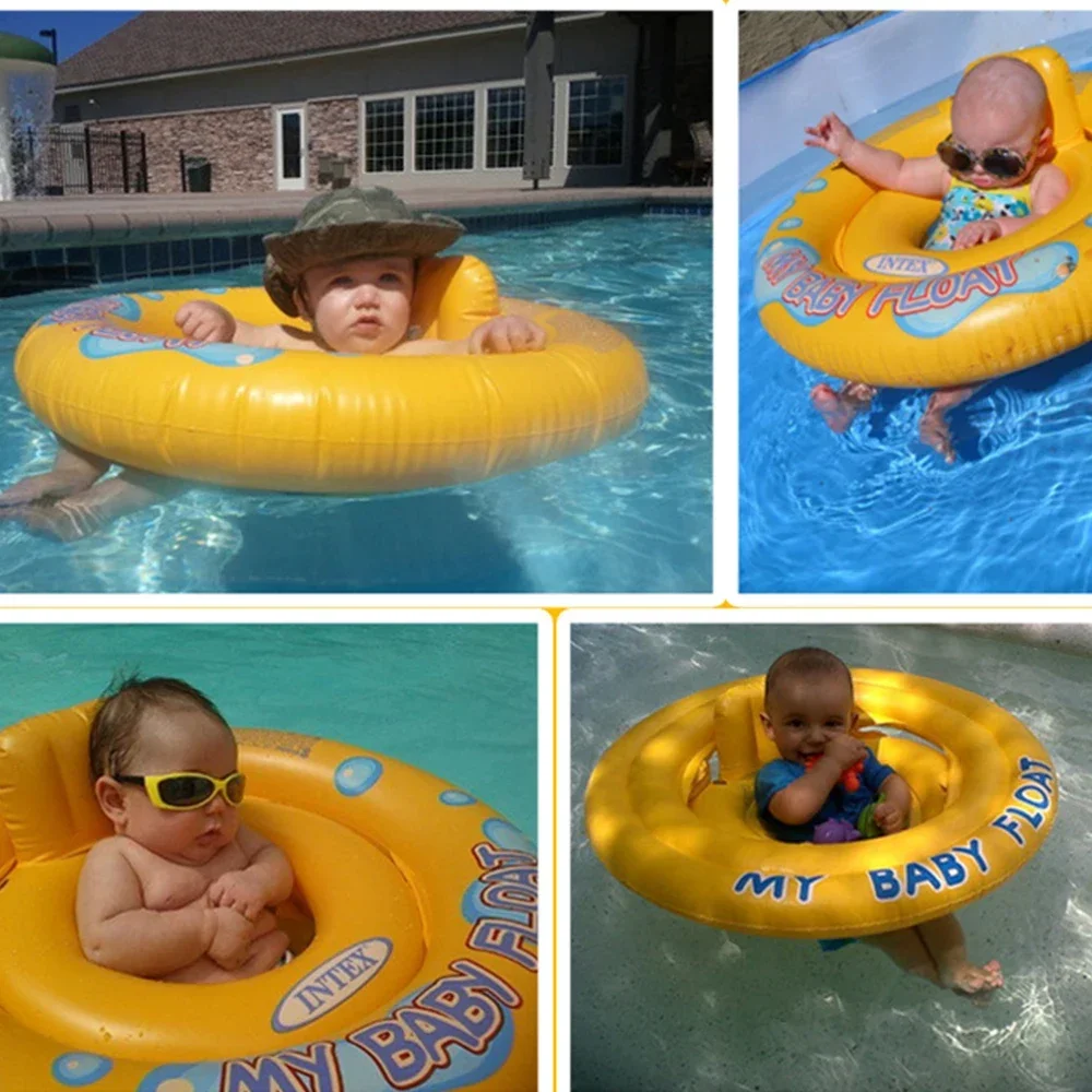 Swim Ring Baby Swimming Seat Baby Toys Cute Summer Inflatable Toddlers Bathtub Kids Wheels Portable Swimming Float Ring