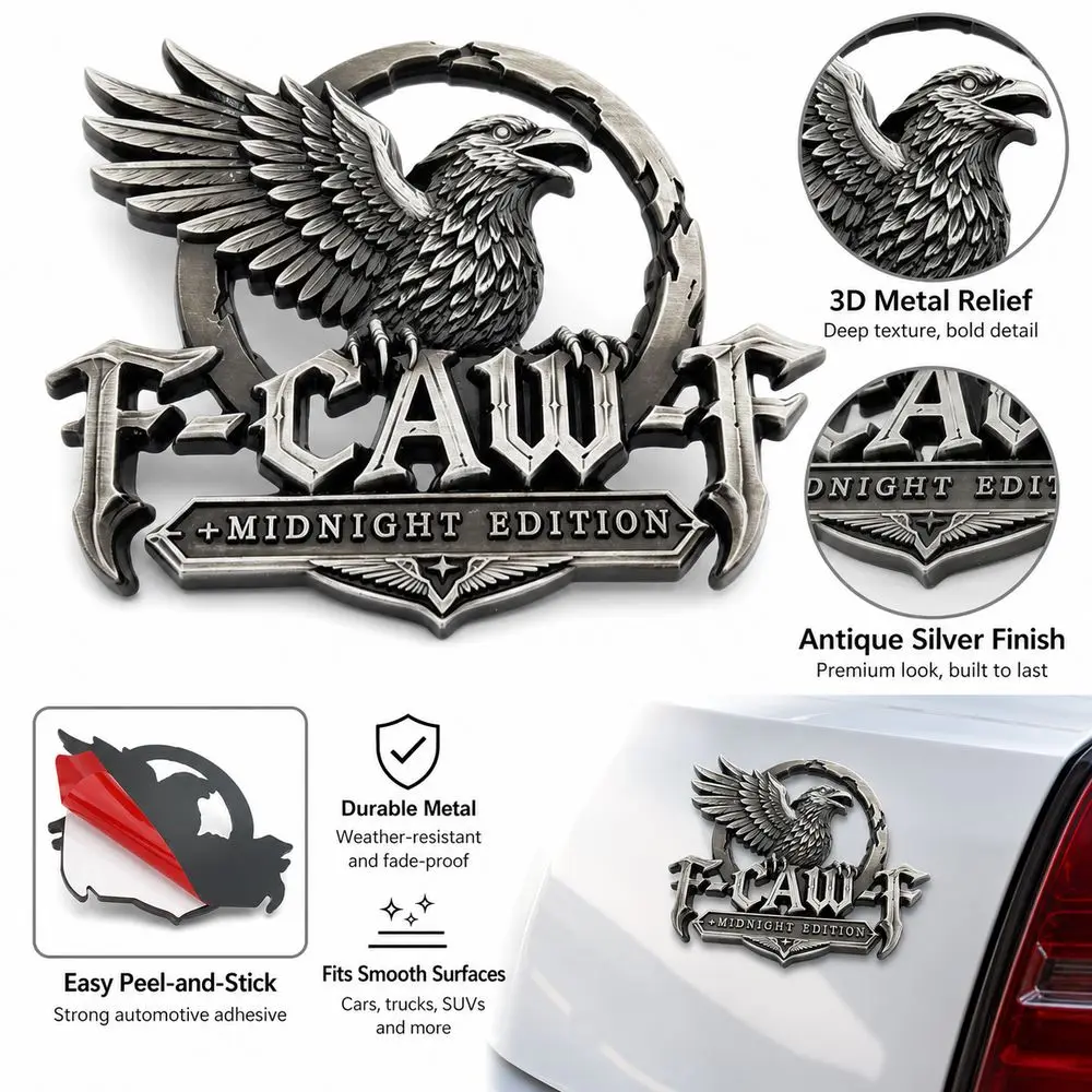 New Raised 3D Relief Car Emblem Self-adhesive Waterproof Metal Car Badge Eagle Motif Self-adhesive Car Emblem Vehicle Styling