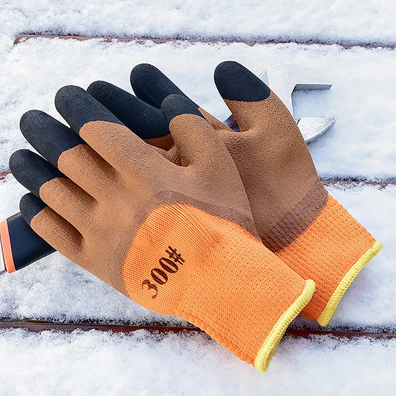 Winter Thickened And Velveted Tire Rubber Wear-resistant Anti-slip Construction Site Labor Protection Gloves Construction Gloves